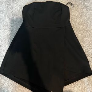 Black strapless romper